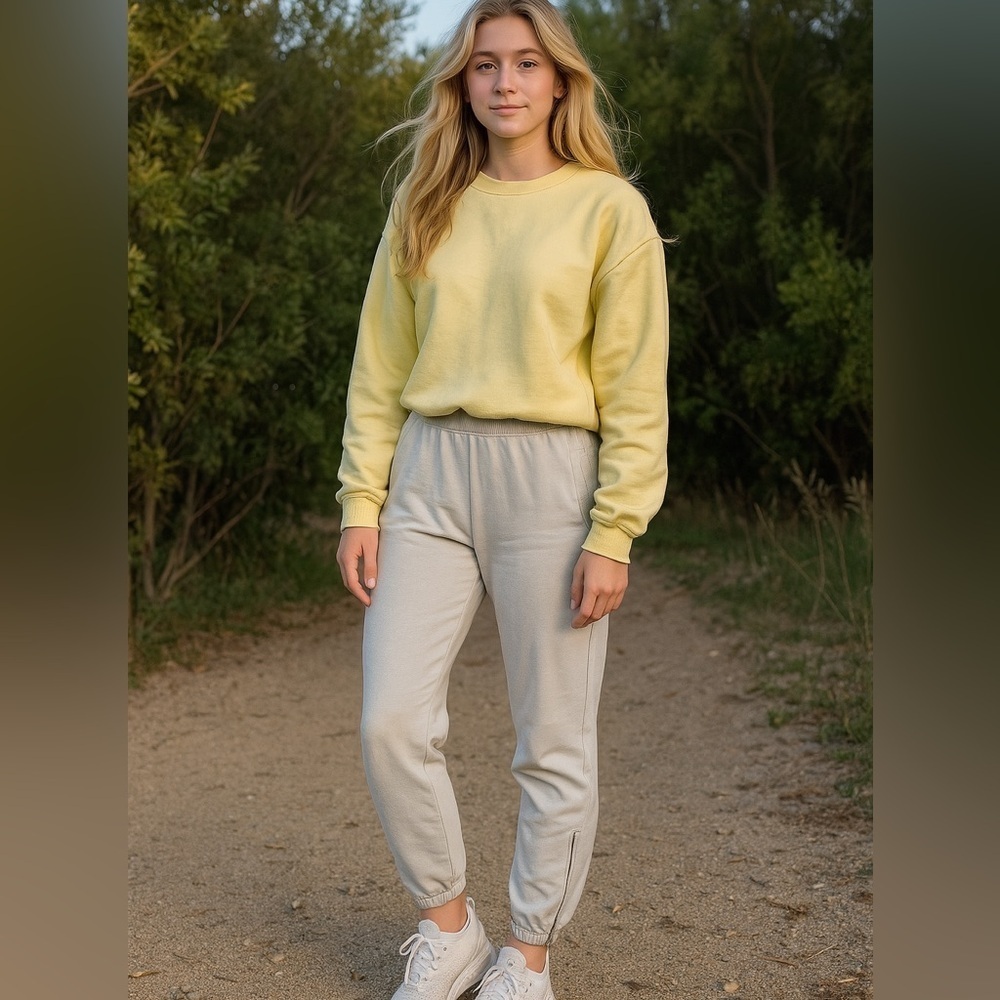 Cotton Citizen High Rise Sky Washed Blue Relaxed/ Baggy Zipper Ankle Joggers